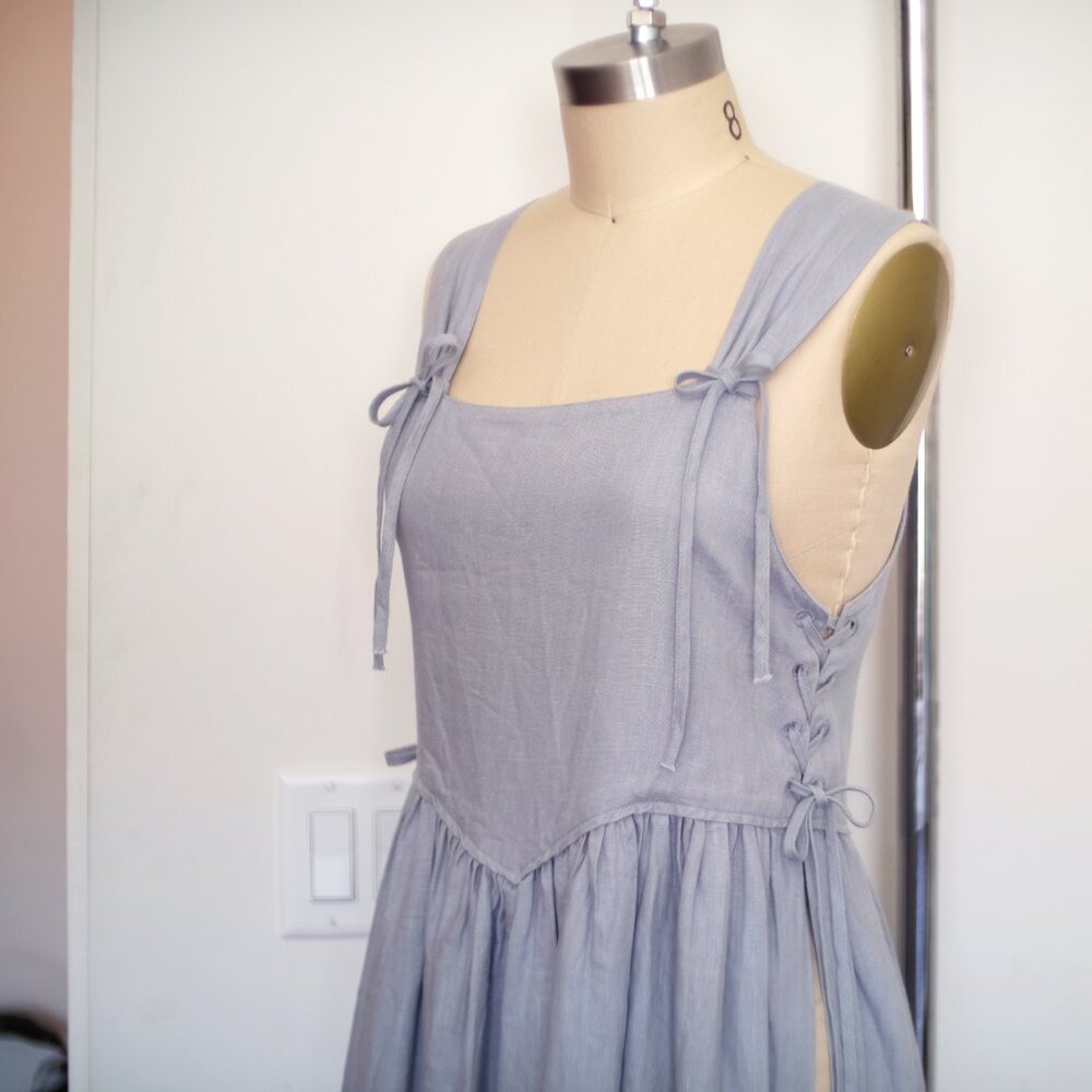 Alice pinafore dress (100%) linen fabric , dress - Picture 8 of 9